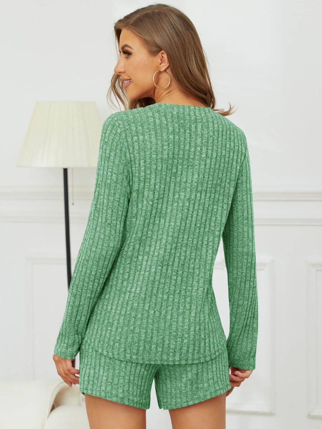Ribbed Round Neck Top and Shorts Set - DaTrendStore.Com