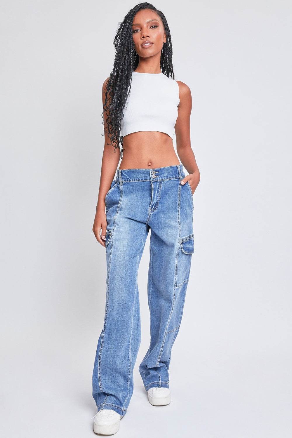 YMI Jeanswear High-Rise Straight Cargo Jeans - DaTrendStore.Com