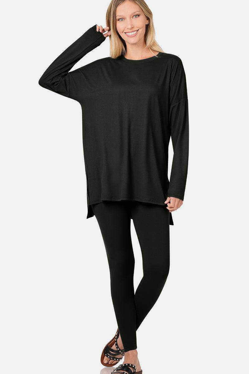 Zenana Full Size Brushed Microfiber Top and Leggings Lounge Set - DaTrendStore.Com