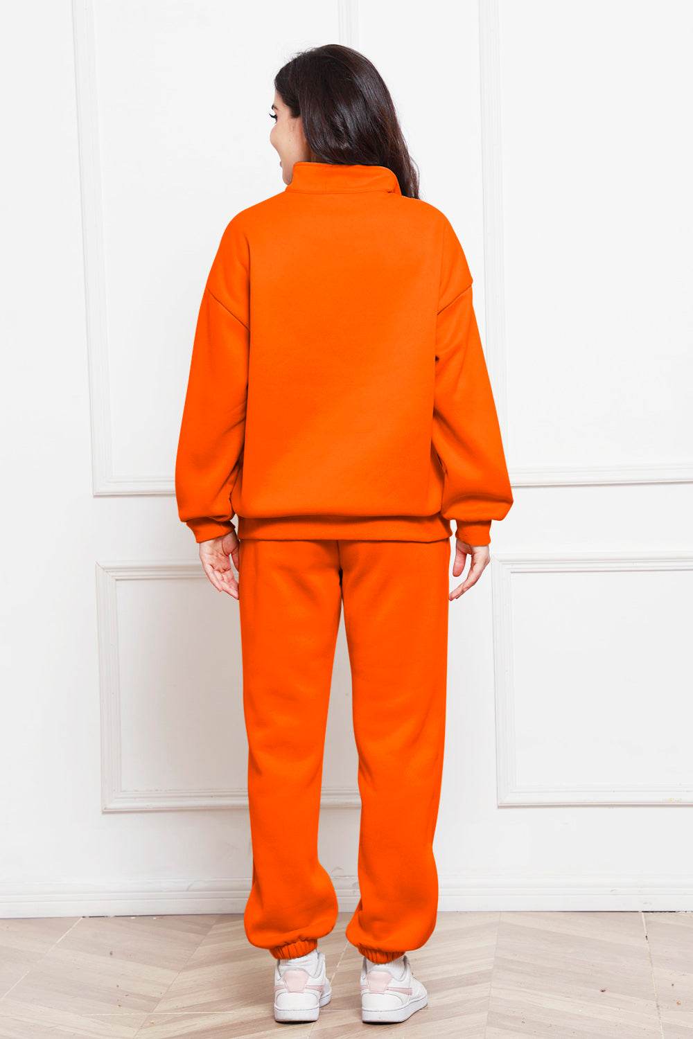 Half Zip Long Sleeve Sweatshirt and Pants Set - DaTrendStore.Com