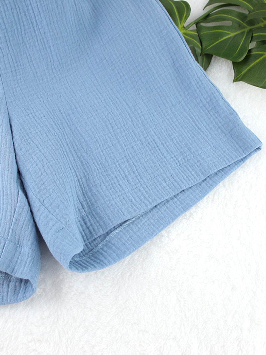 Textured Dropped Shoulder Cardigan and Shorts Set - DaTrendStore.Com