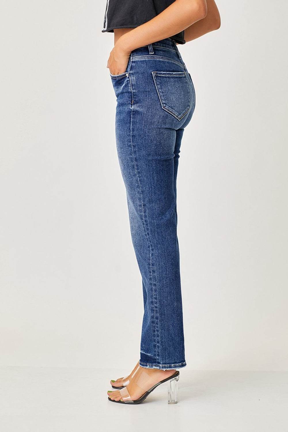 RISEN Mid Rise Slim Straight Jeans - DaTrendStore.Com