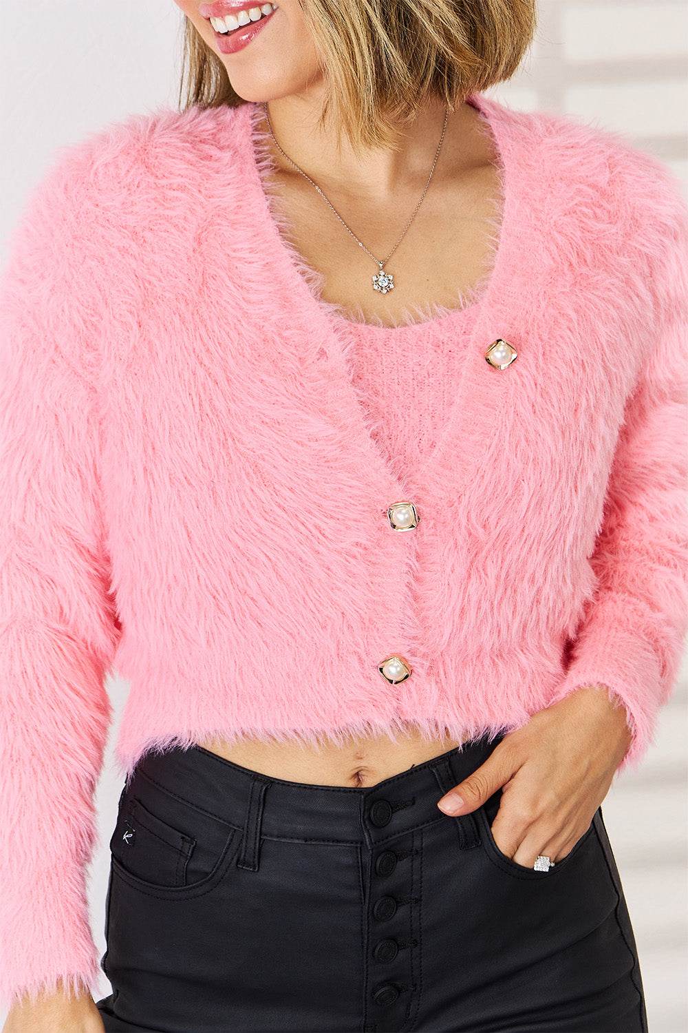 Scoop Neck Vest and Cardigan Sweater Set - DaTrendStore.Com