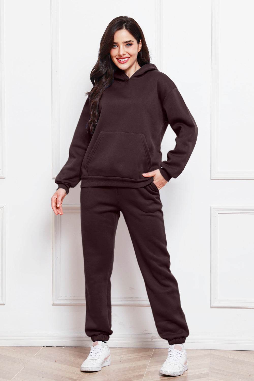 Drop Shoulder Long Sleeve Hoodie and Pants Set - DaTrendStore.Com