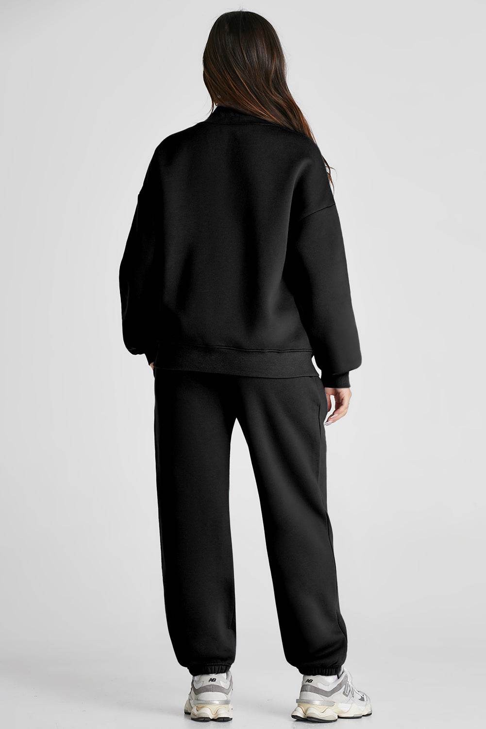 Quarter Zip Long Sleeve Top and Pants Set - DaTrendStore.Com