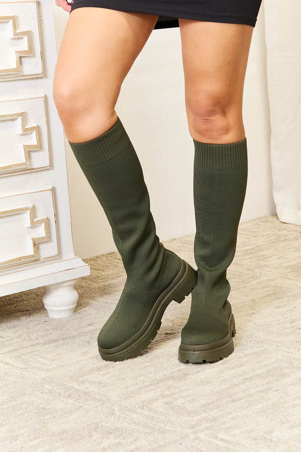 WILD DIVA Footwear Knee High Platform Sock Boots - DaTrendStore.Com