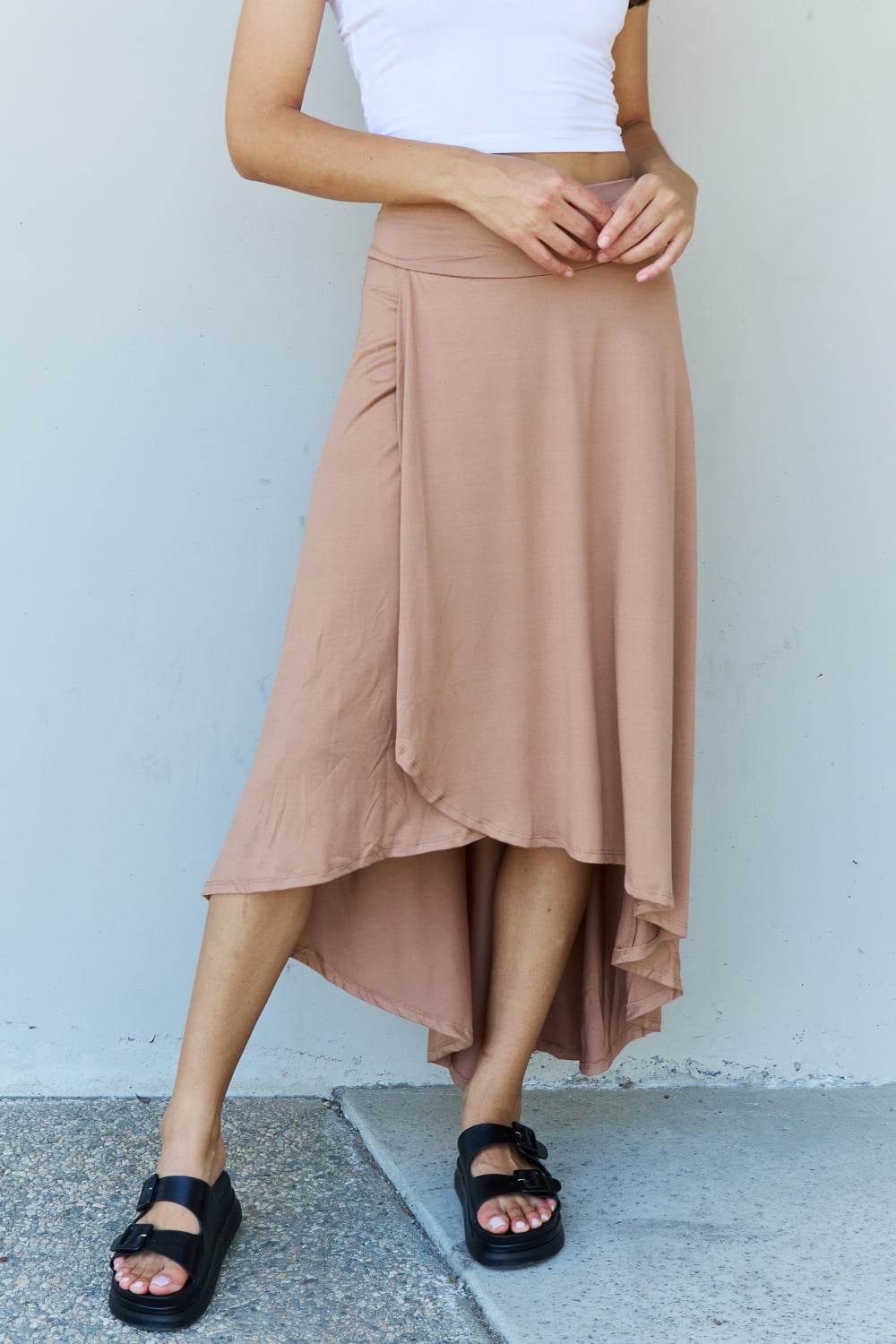 Ninexis First Choice High Waisted Flare Maxi Skirt in Camel - DaTrendStore.Com