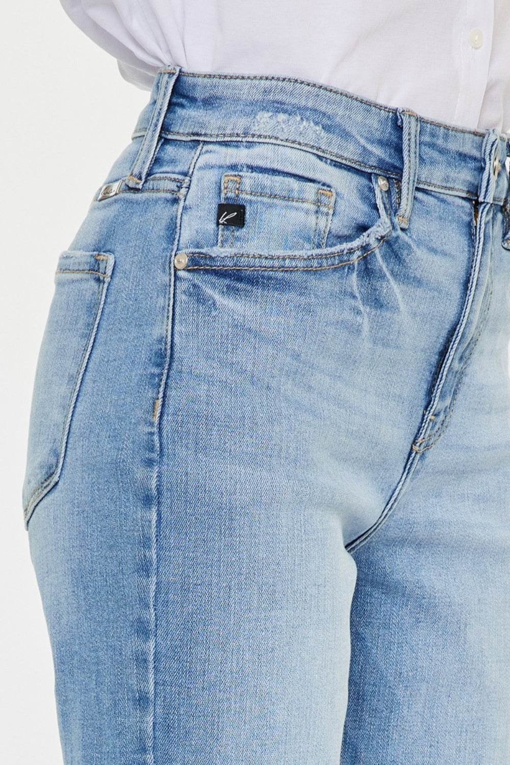 Kancan High Waist Raw Hem Straight Jeans - DaTrendStore.Com