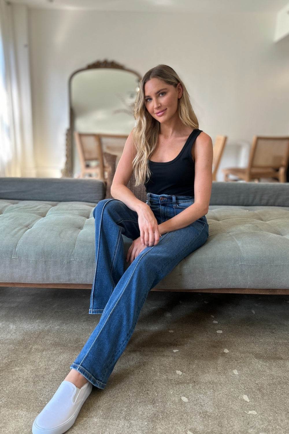 Judy Blue Full Size High Waist Front Seam Detail Straight Jeans - DaTrendStore.Com