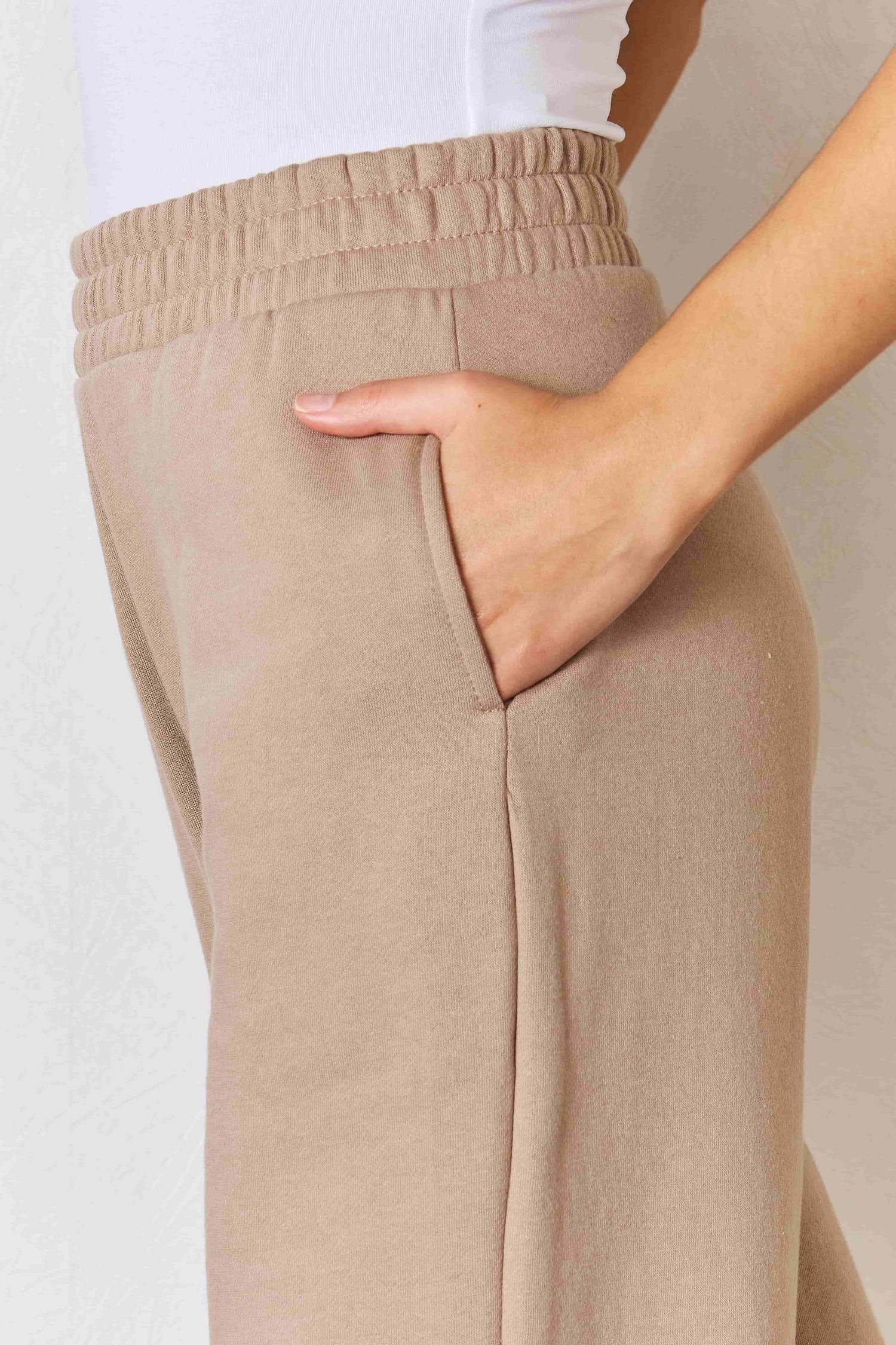 RISEN Wide Waistband Slit Wide Leg Pants - DaTrendStore.Com