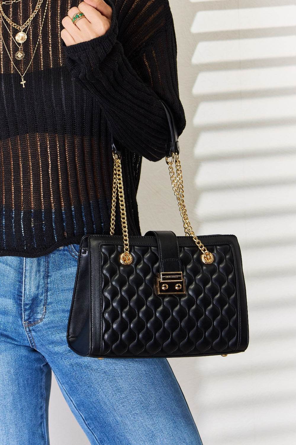 David Jones Quilted PU Leather Handbag - DaTrendStore.Com