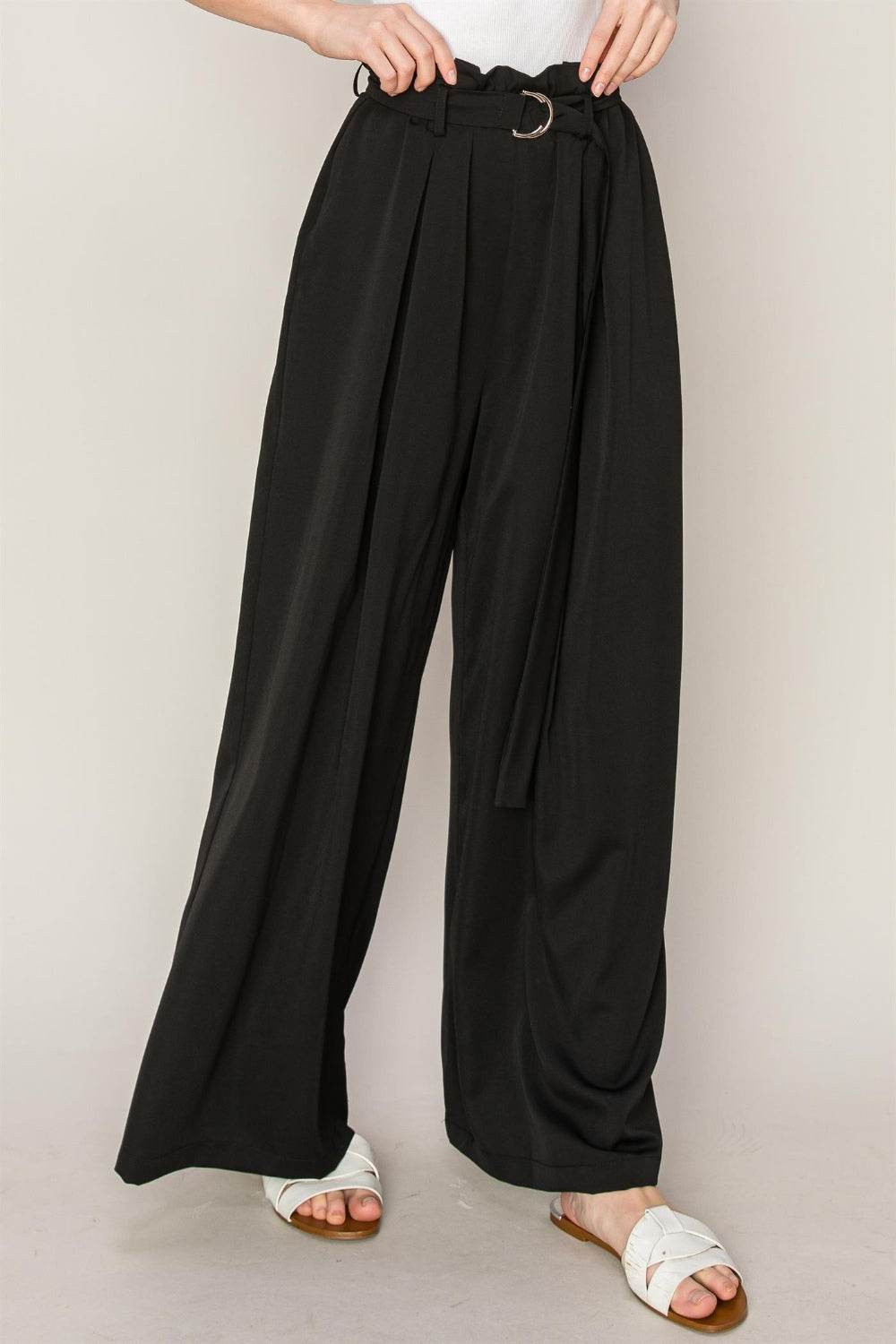 HYFVE Paperbag Waist Wide Leg Pants - DaTrendStore.Com