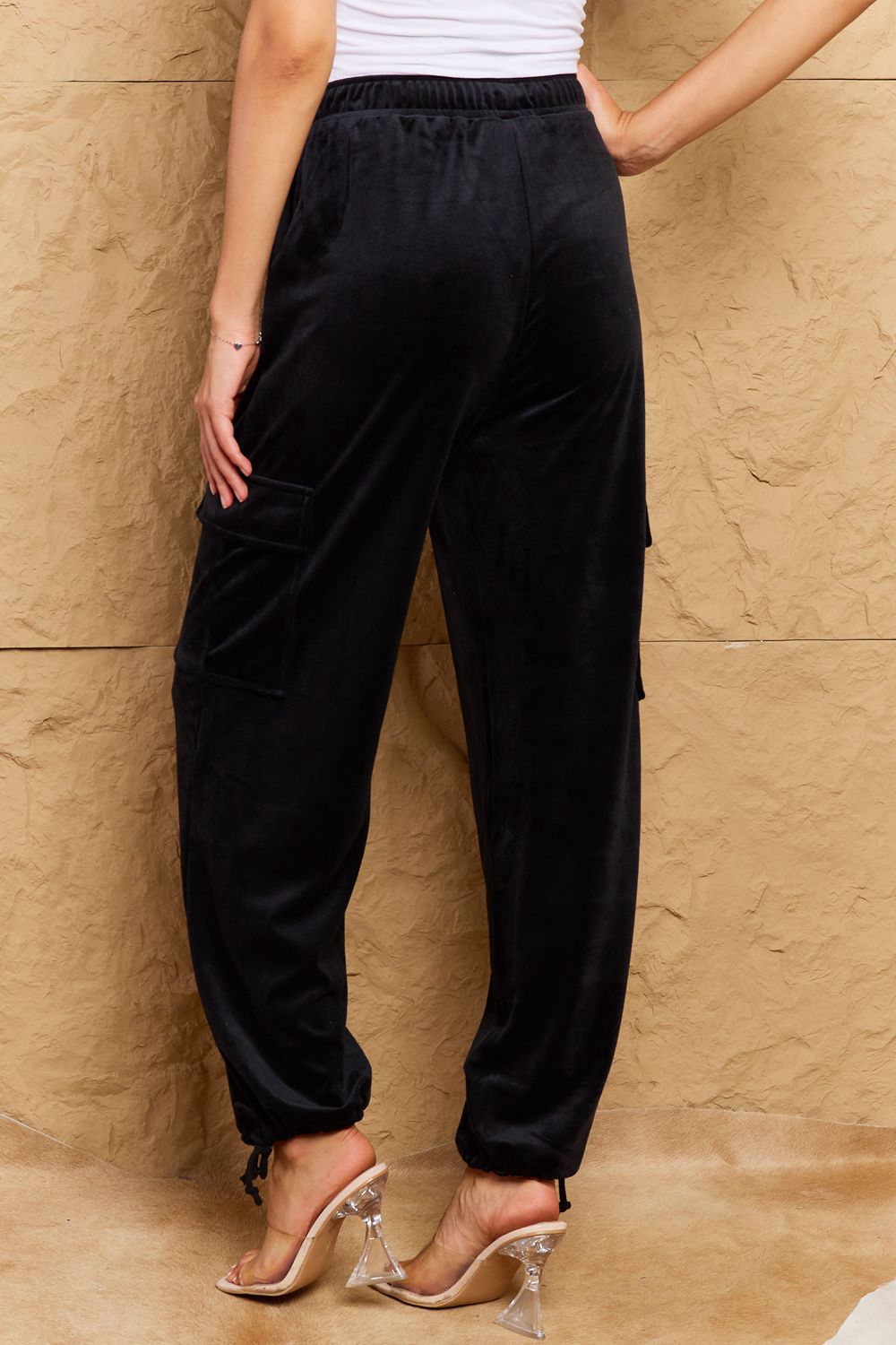 HYFVE Chic For Days High Waist Drawstring Cargo Pants in Black