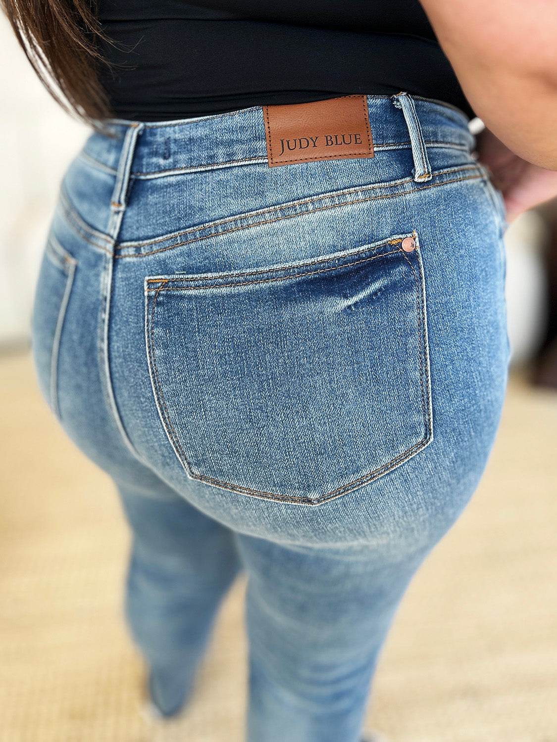 Judy Blue Full Size Mid Rise Rigid Magic Release Hem Jeans - DaTrendStore.Com