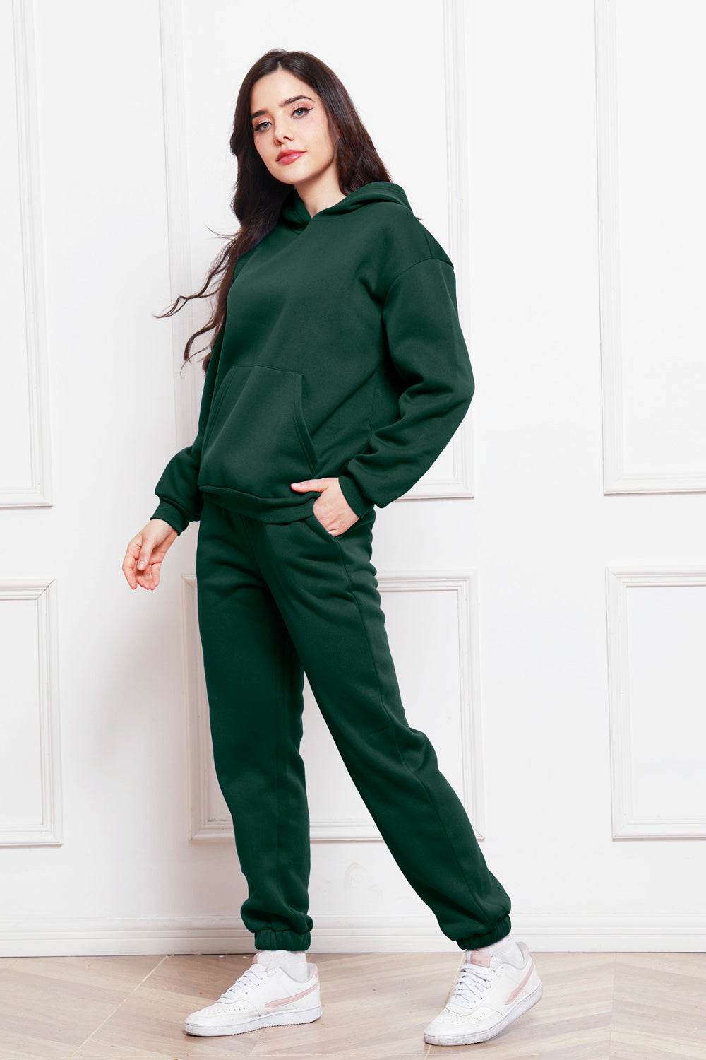 Drop Shoulder Long Sleeve Hoodie and Pants Set - DaTrendStore.Com