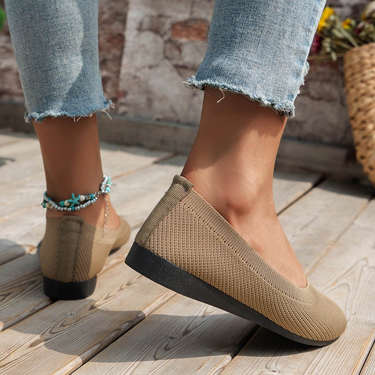 Round Toe Knit Ballet Flats - DaTrendStore.Com