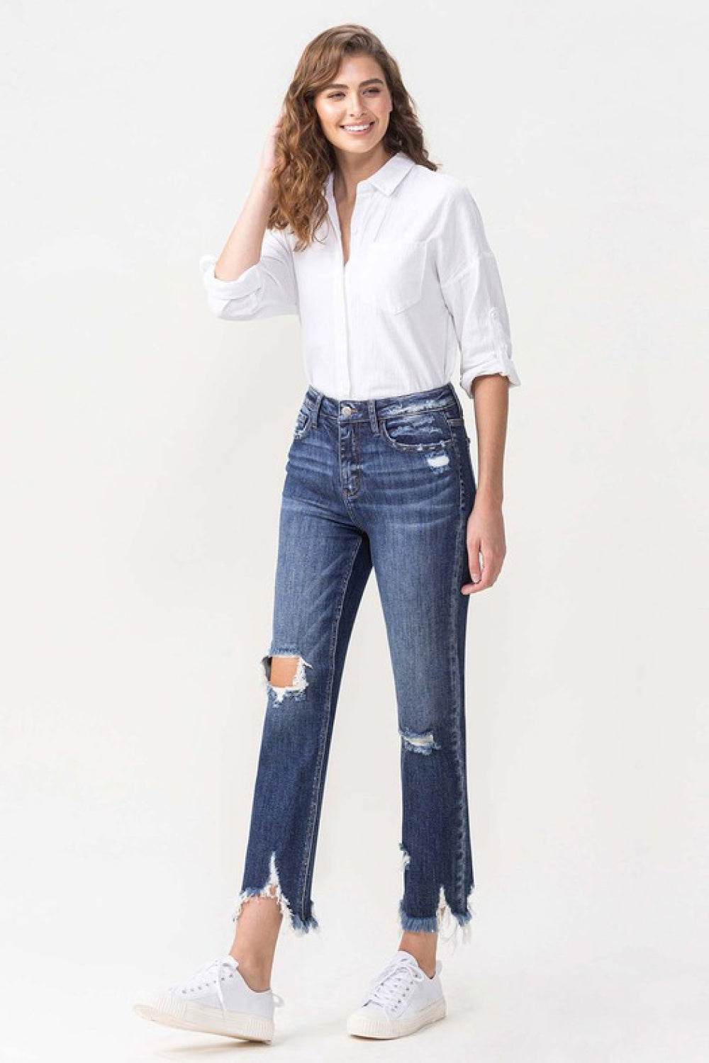 Lovervet Jackie Full Size High Rise Crop Straight Leg Jeans - DaTrendStore.Com