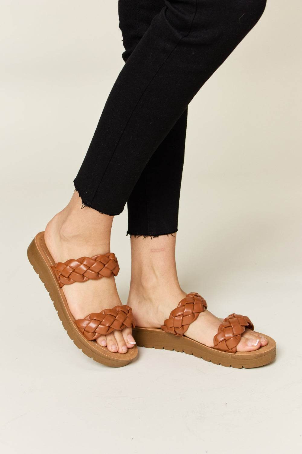 WILD DIVA Woven Dual Band Platform Sandals - DaTrendStore.Com