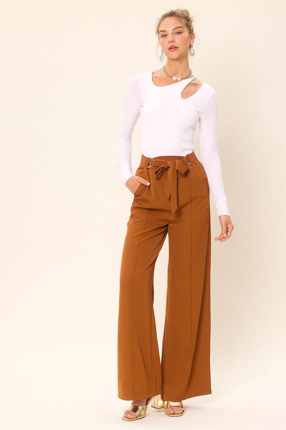 Idem Ditto Front Cut Out Long Sleeve Knit Top - DaTrendStore.Com