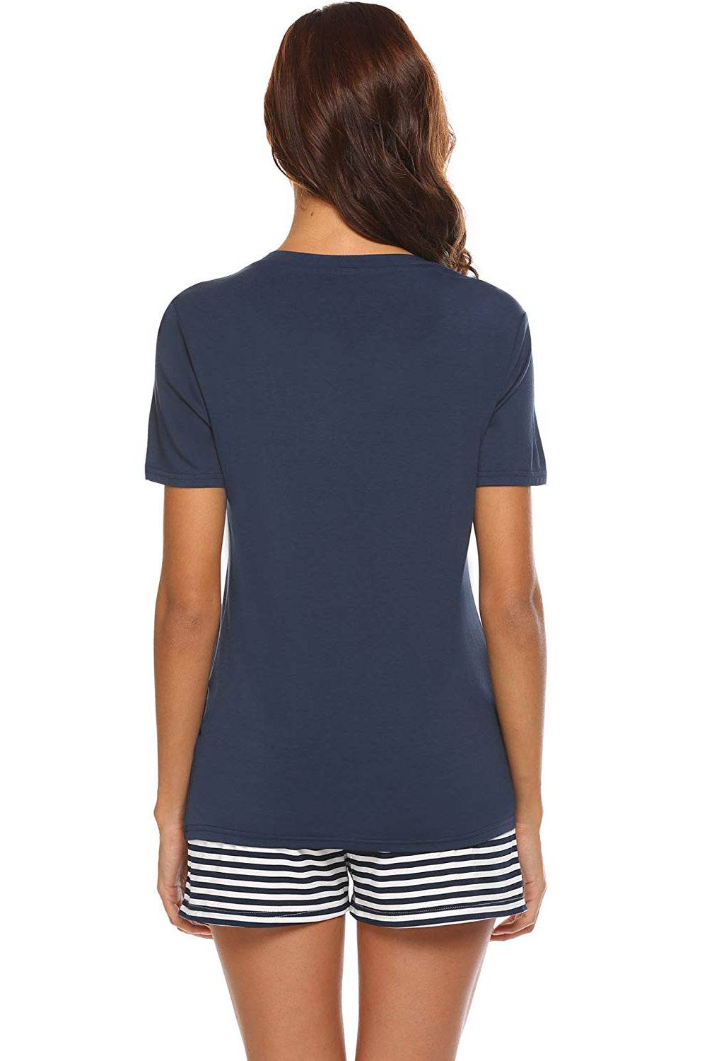 Striped Short Sleeve Top and Shorts Lounge Set - DaTrendStore.Com