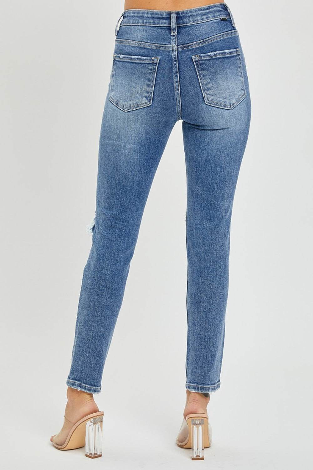 Risen Full Size High Rise Knee Distressed Skinny Jeans - DaTrendStore.Com