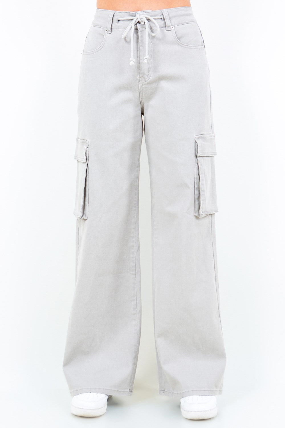 American Bazi Gray Wide-Leg Cargo Pants