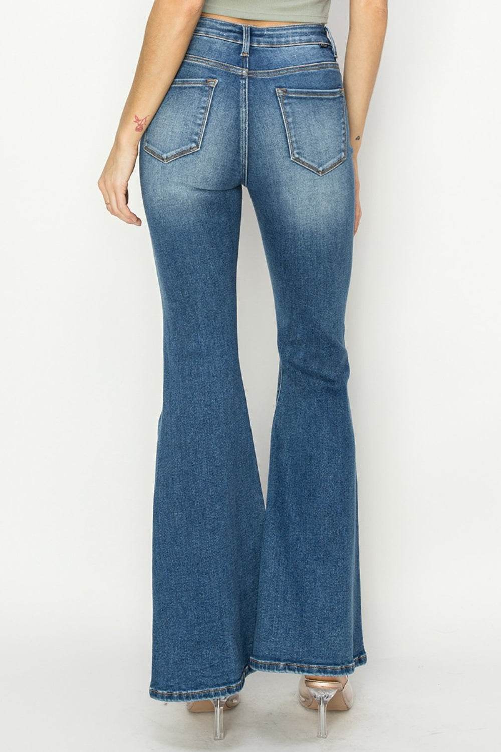 RISEN Full Size High Rise Front Seam Detailed Flare Jeans - DaTrendStore.Com
