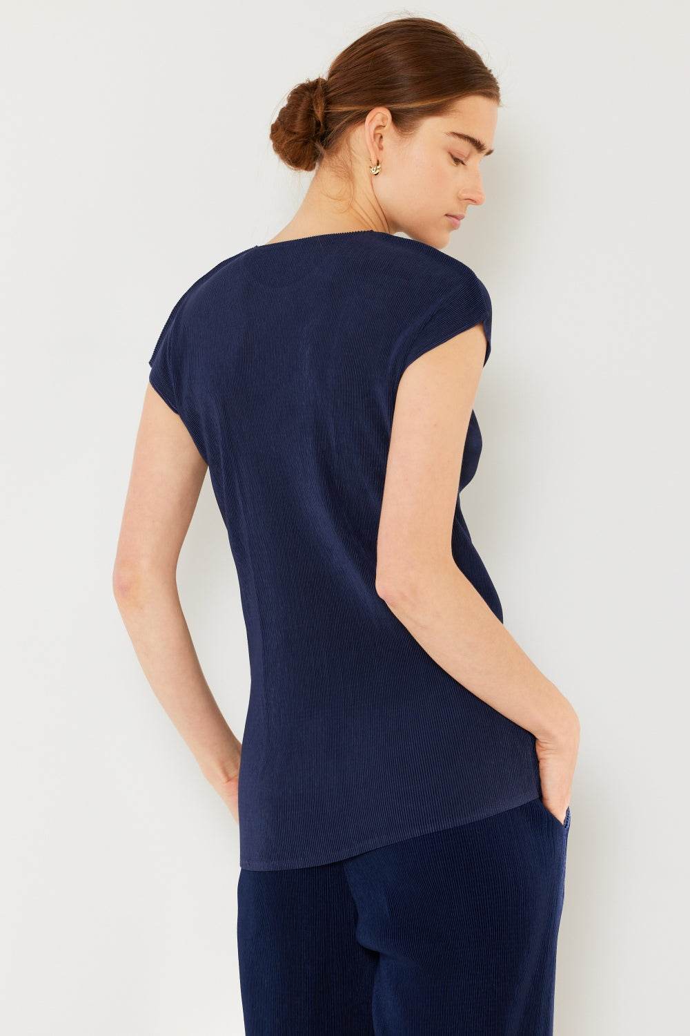 Marina West Swim Rib Pleated Cap Sleeve Top - DaTrendStore.Com