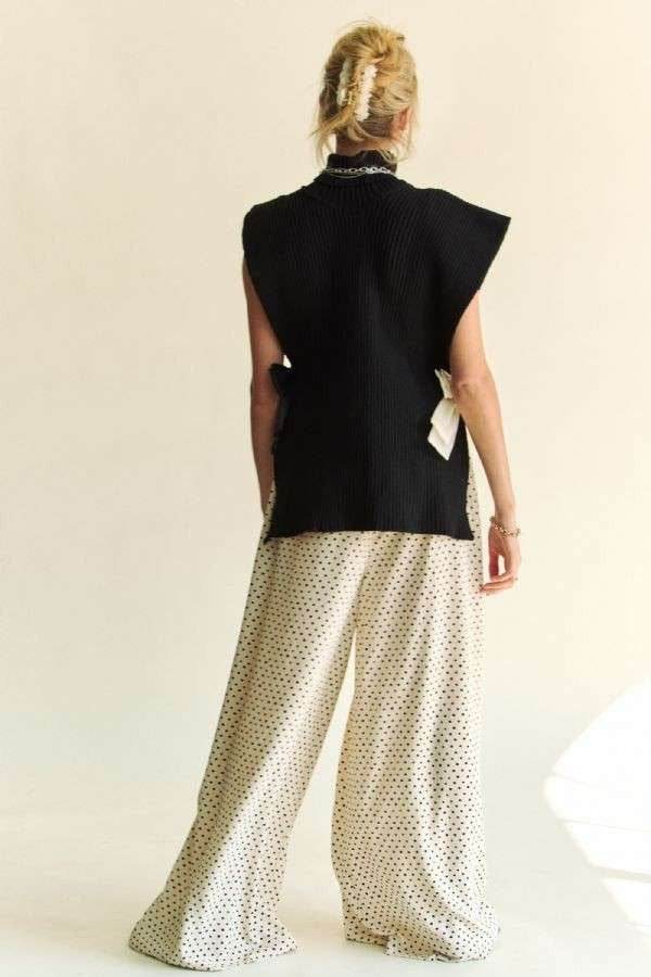 Davi & Dani Side Split Turtleneck Sleeveless Knit Top - DaTrendStore.Com