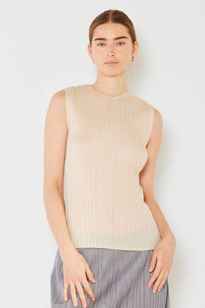 Marina West Swim Pleated Sleeveless Crewneck Tank - DaTrendStore.Com