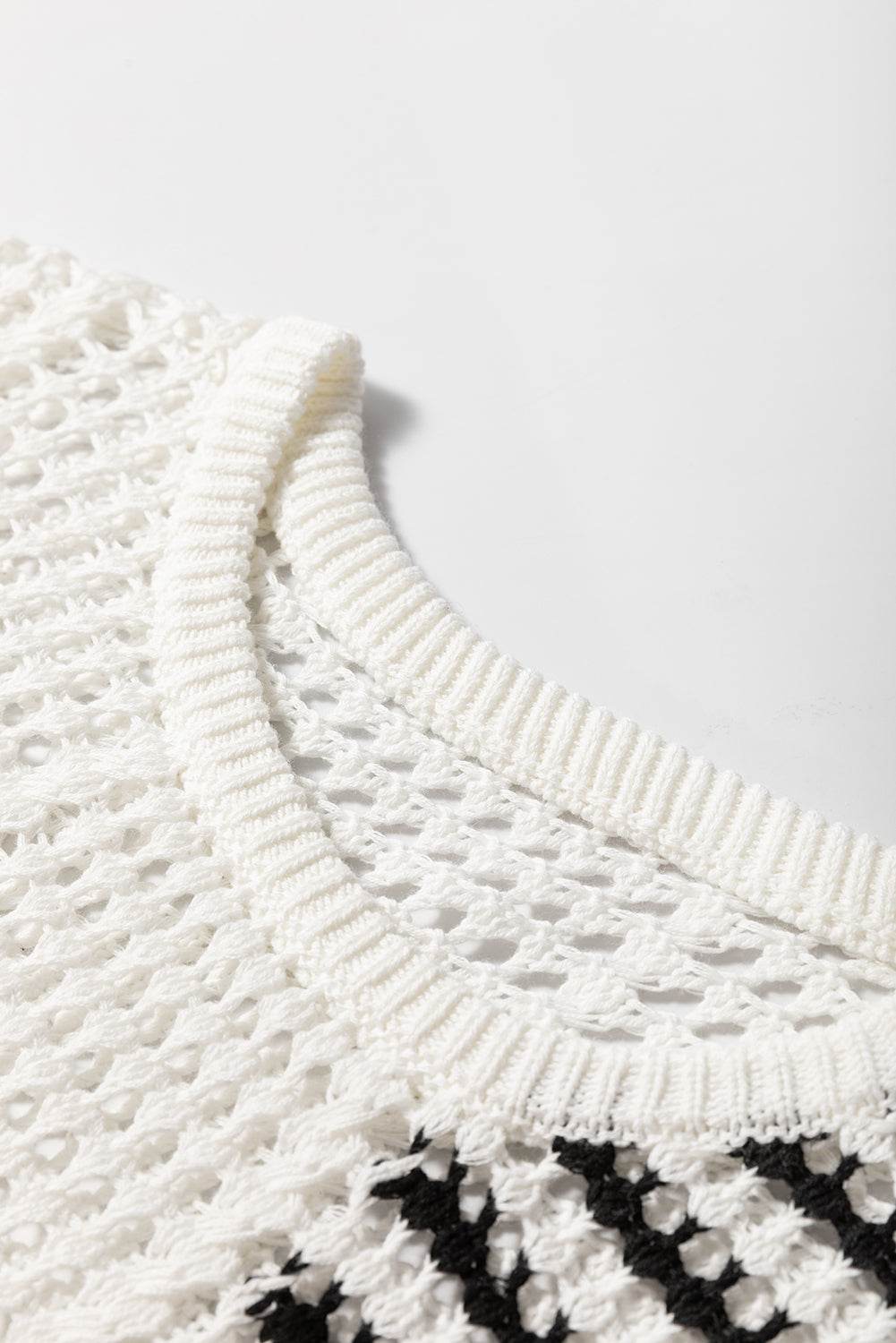 Contrast Striped Crochet Long Sleeve Knit Cover Up - DaTrendStore.Com