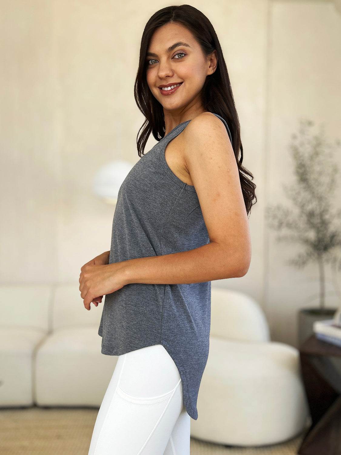 Basic Bae Full Size Round Neck Curved Hem Tank - DaTrendStore.Com