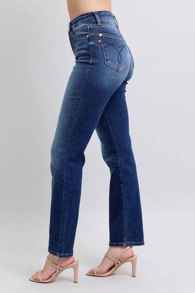 Judy Blue Full Size Washed Straight Leg Jeans with Pockets - DaTrendStore.Com
