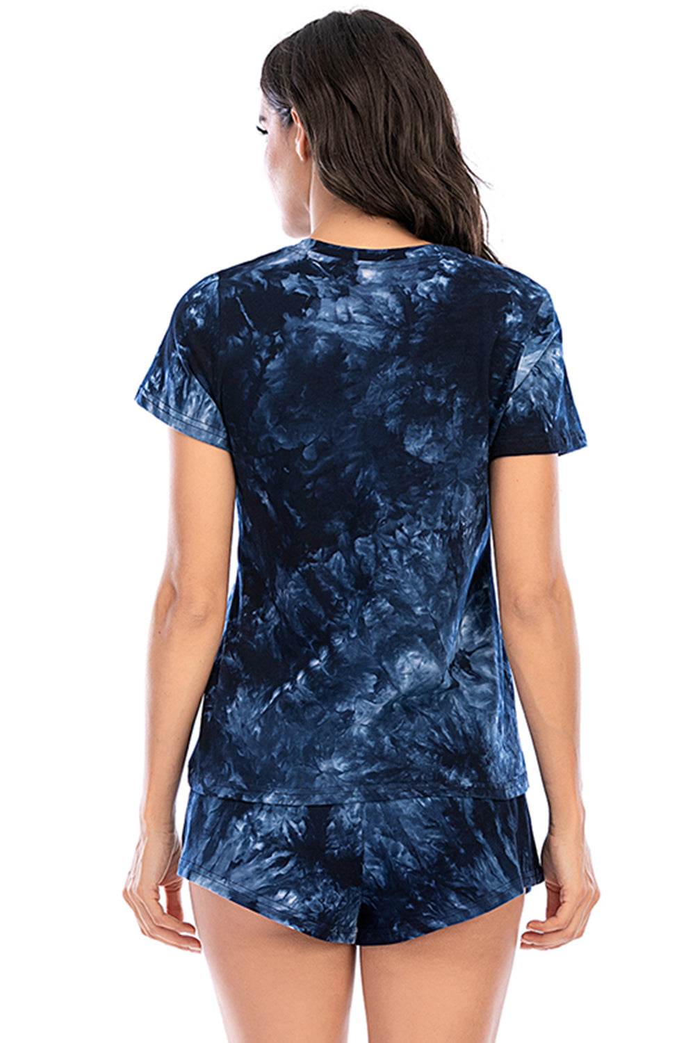 Tie-Dye Round Neck Short Sleeve Top and Shorts Lounge Set - DaTrendStore.Com