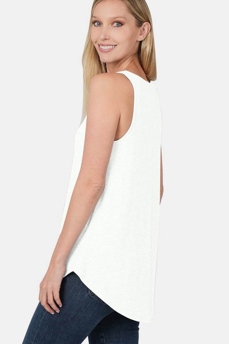 Zenana Round Neck Curved Hem Tank - DaTrendStore.Com