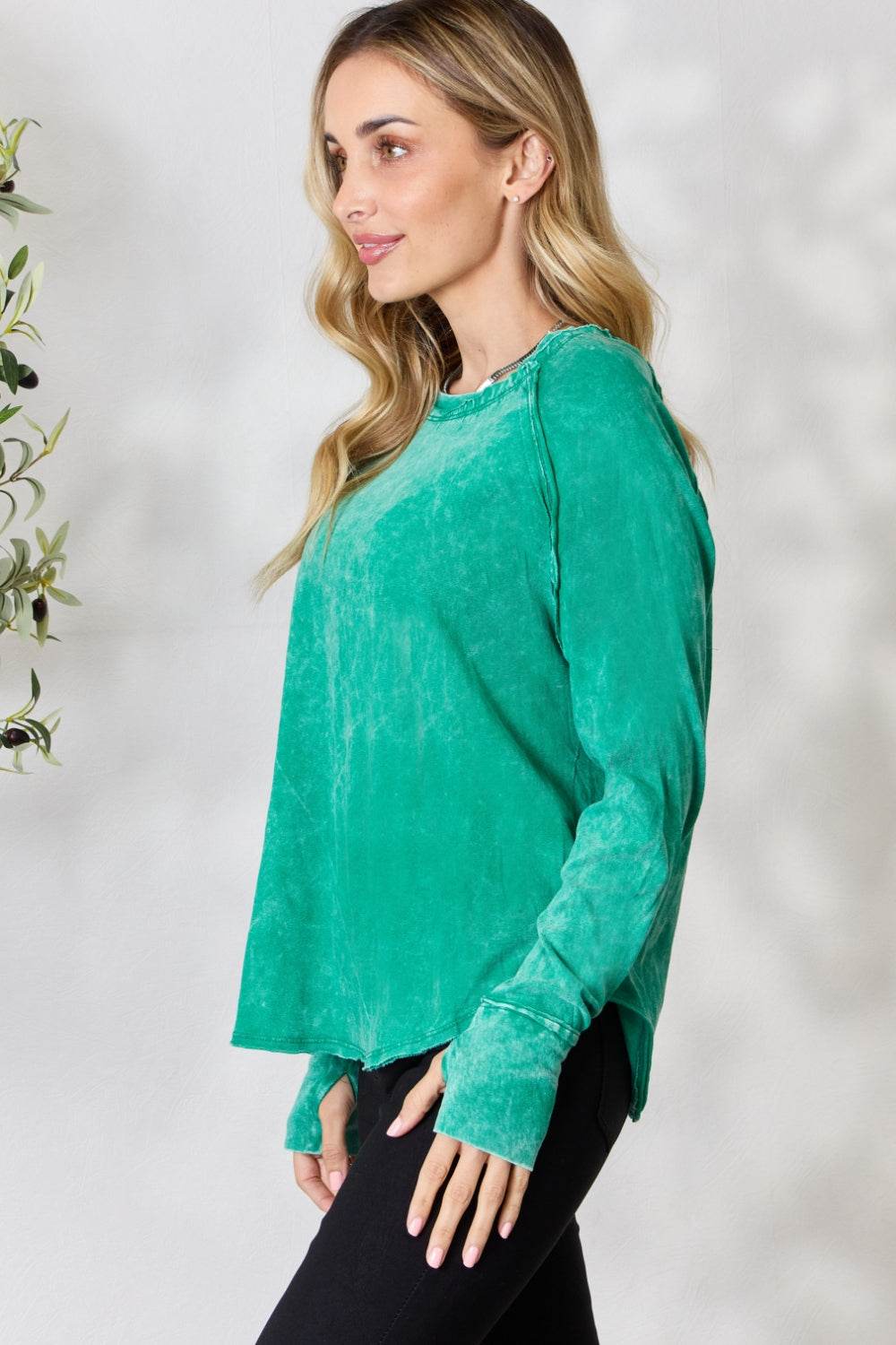 Zenana Round Neck Long Sleeve Top - DaTrendStore.Com