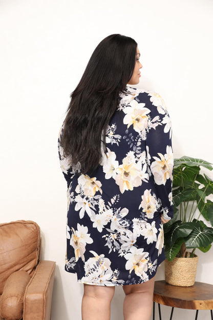 Sew In Love  Full Size Flower Print Shirt Dress