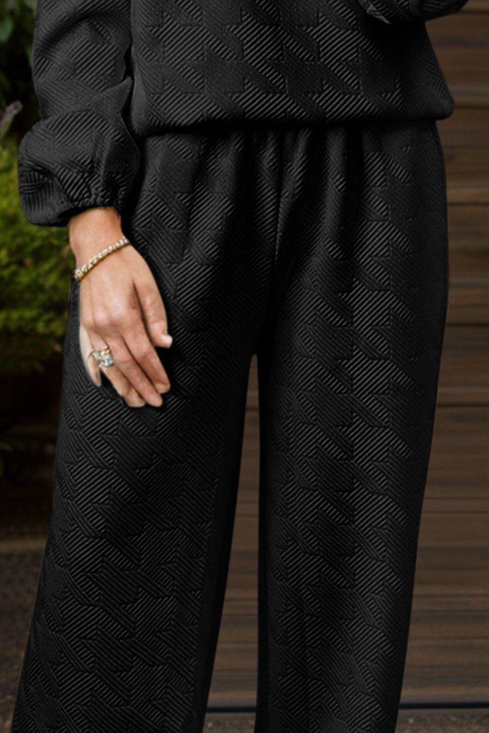 Round Neck Long Sleeve Top and Pants Set - DaTrendStore.Com