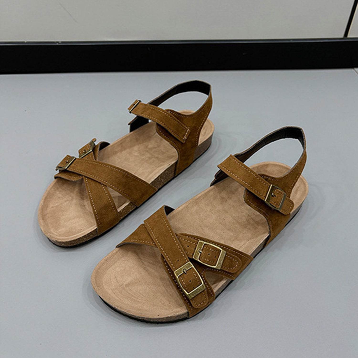 Open Toe Flat Buckle Sandals - DaTrendStore.Com