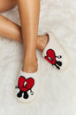 Melody Love Heart Print Plush Slippers