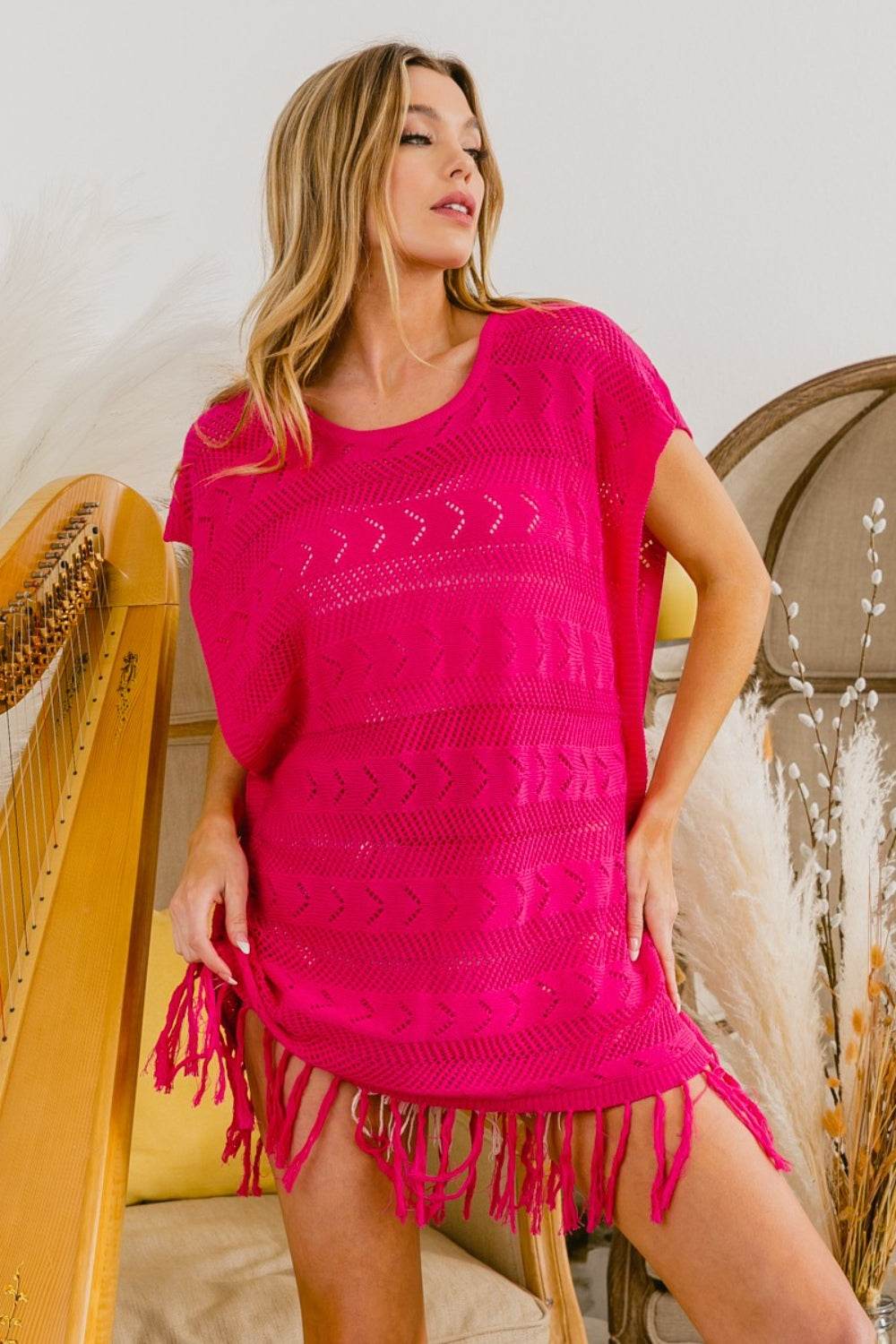 BiBi Fringed Hem Knit Top - DaTrendStore.Com