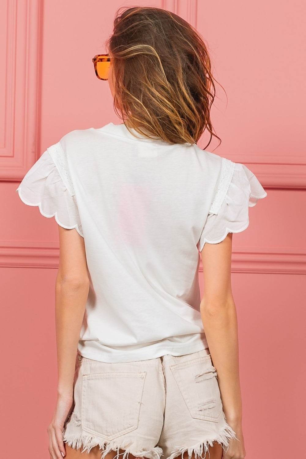 BiBi Scallop Edged Lace Trim Top - DaTrendStore.Com