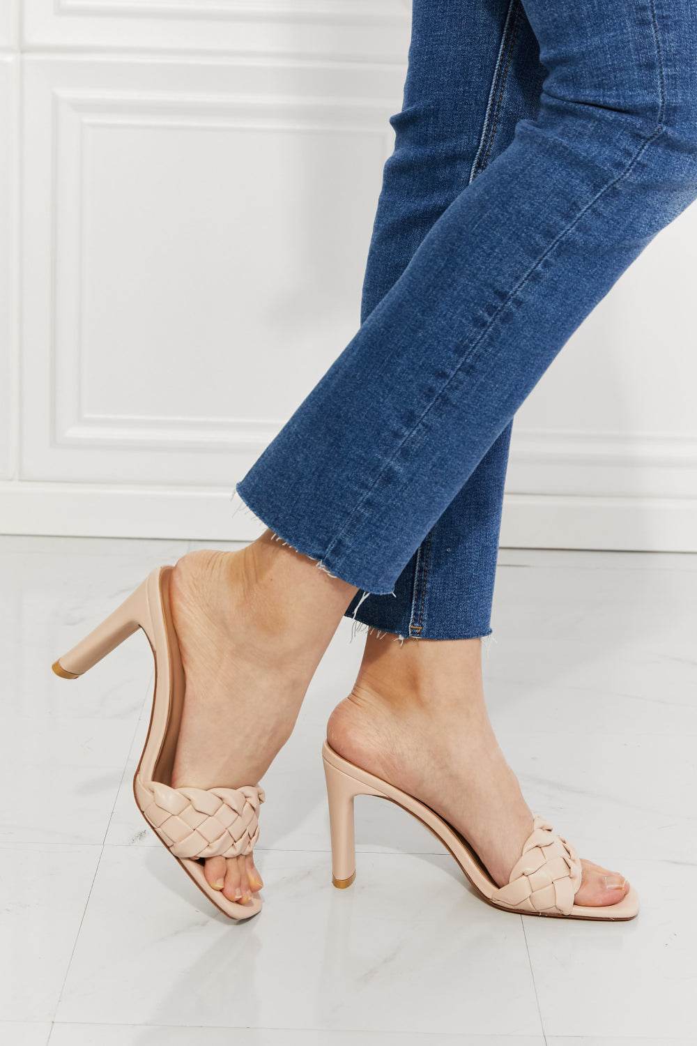 MMShoes Top of the World Braided Block Heel Sandals in Beige - DaTrendStore.Com