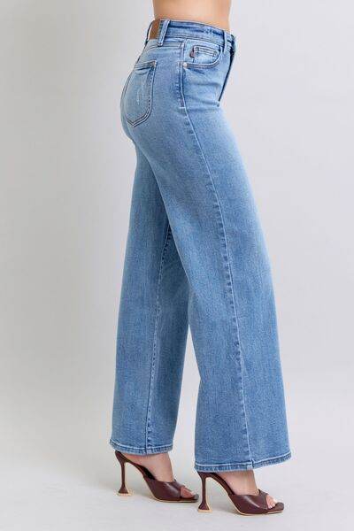 Judy Blue Full Size Wide Leg Jeans with Pockets - DaTrendStore.Com