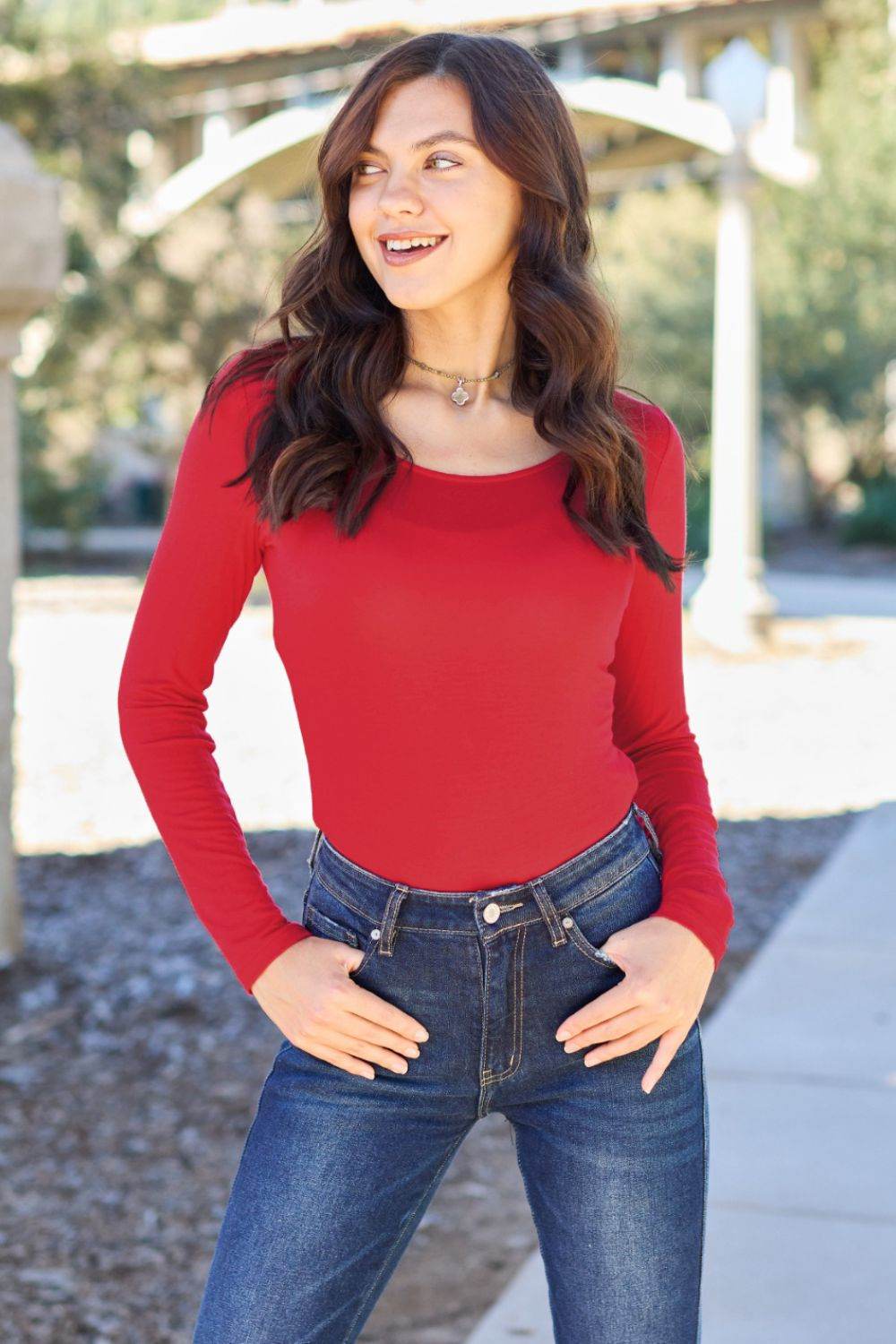 Basic Bae Full Size Round Neck Long Sleeve Bodysuit - DaTrendStore.Com