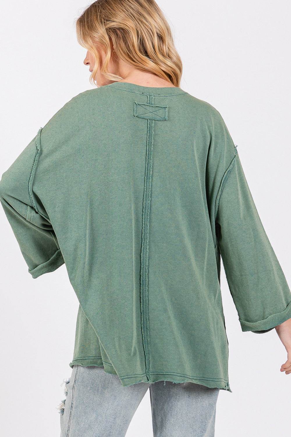 SAGE + FIG Full Size American Flag Patch Drop Shoulder T-Shirt - DaTrendStore.Com