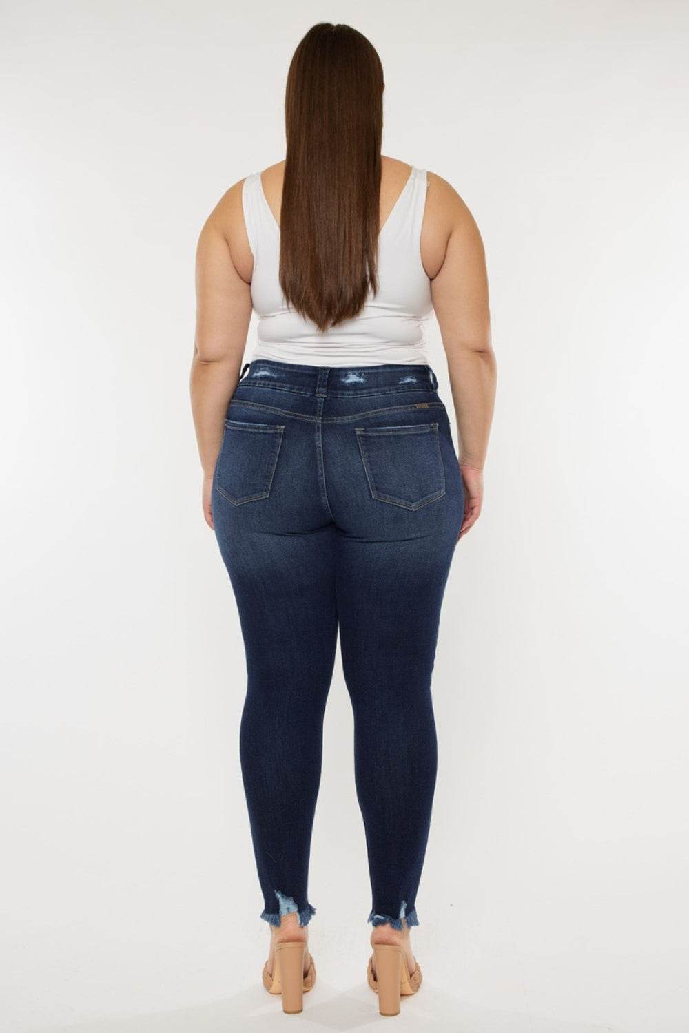 Kancan Full Size Cat's Whiskers Raw Hem High Waist Jeans - DaTrendStore.Com