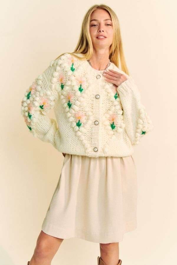 Davi & Dani Floral Pattern Button Down Cardigan - DaTrendStore.Com