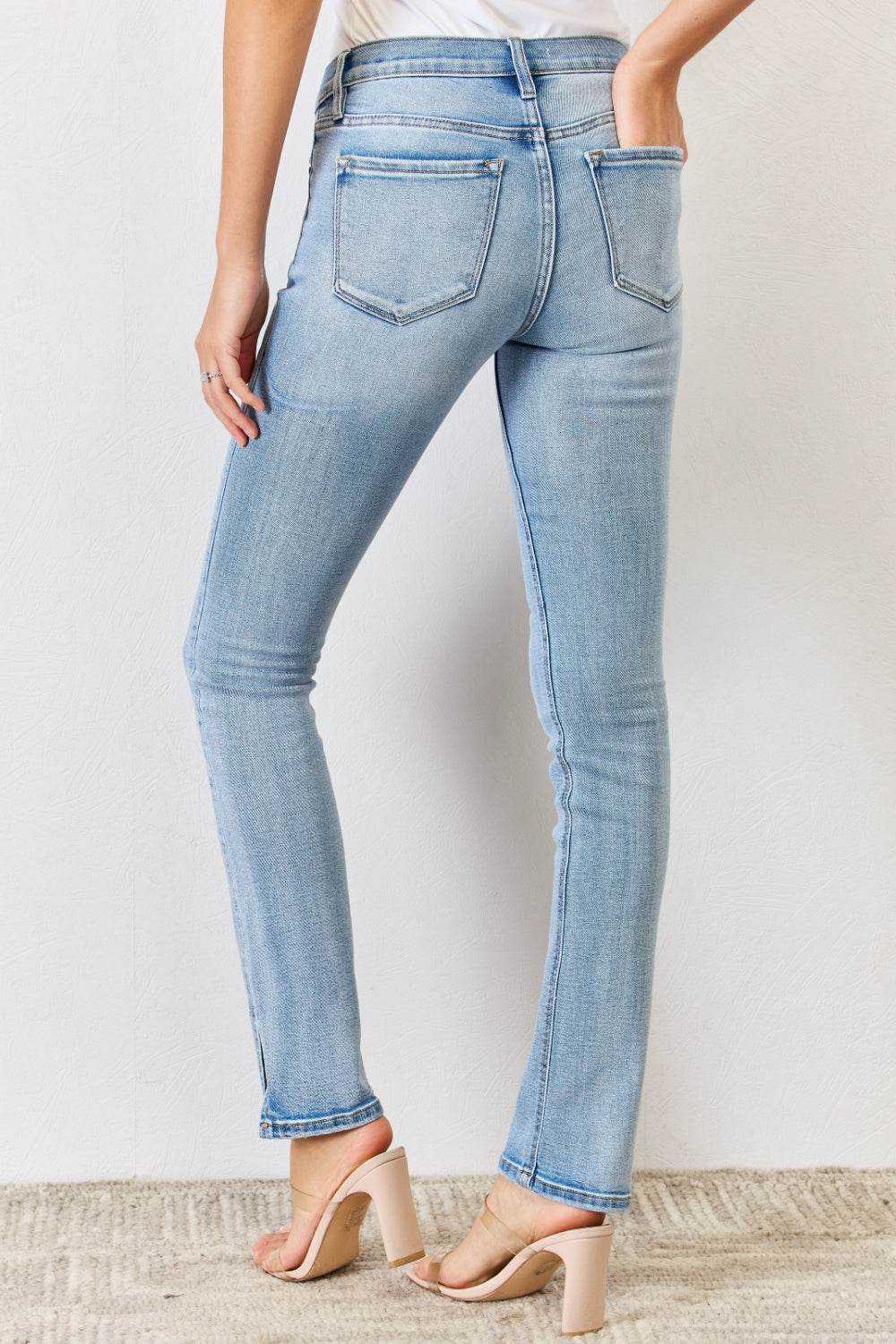 Kancan Full Size Mid Rise Y2K Slit Bootcut Jeans - DaTrendStore.Com