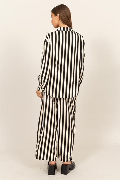 HYFVE Striped Button Up Shirt and Pants Set